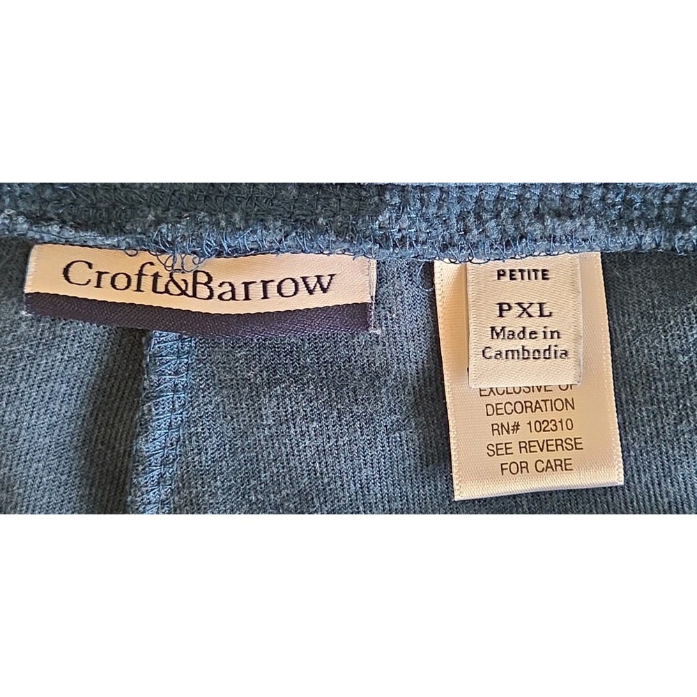 Croft & Barrow Women's Velour Pants Blue Teal Loungewear Athleisure Petite XL - Picture 3 of 10